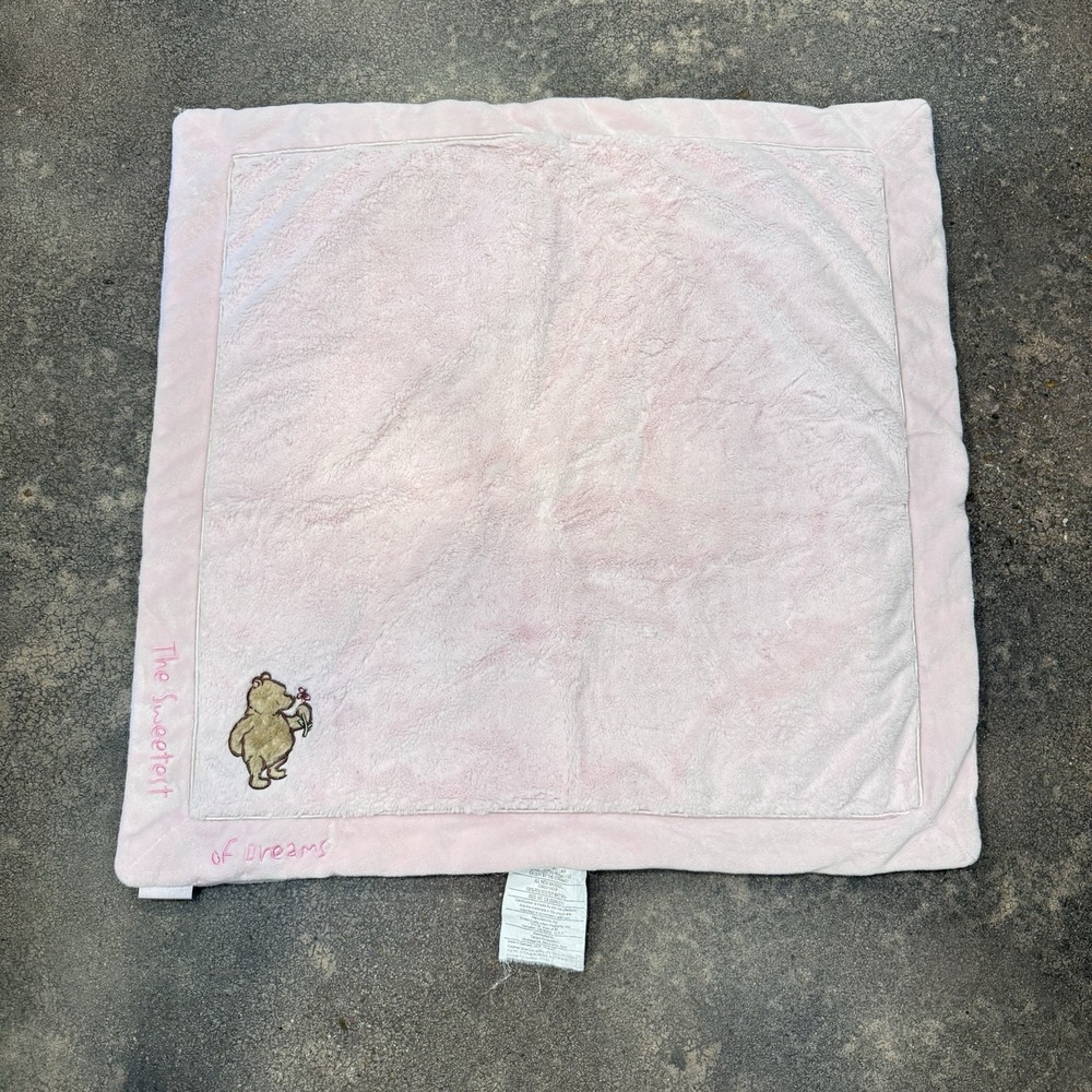 Vintage Winnie the Pooh small pink blanket 26x28 in